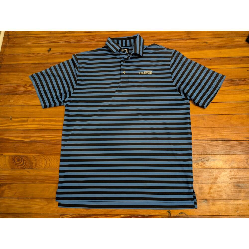 Foot Joy Blue/Black FieldStone Mens Striped Golf Polo Size L
